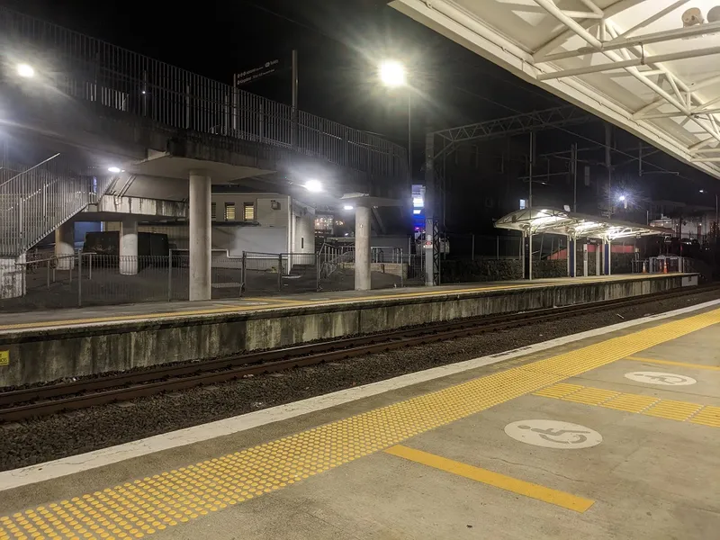 a train station at night
