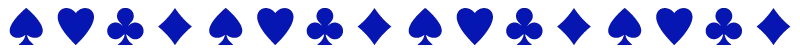 A line of dark blue card suit symbols – hearts, clubs, diamonds and spades