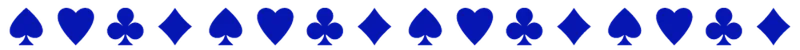 A line of dark blue card suit symbols – hearts, clubs, diamonds and spades
