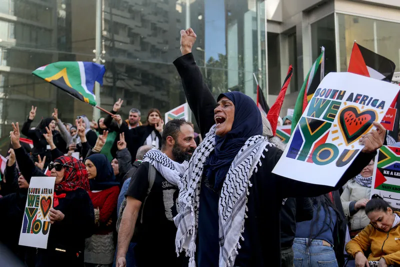 Demonstration thanking South Africa in Lebanon