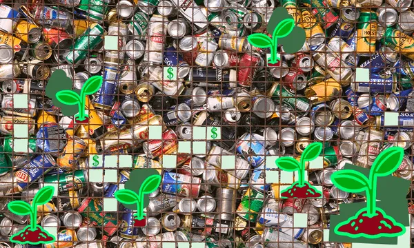 a whole lot of rubbish with green plant icons