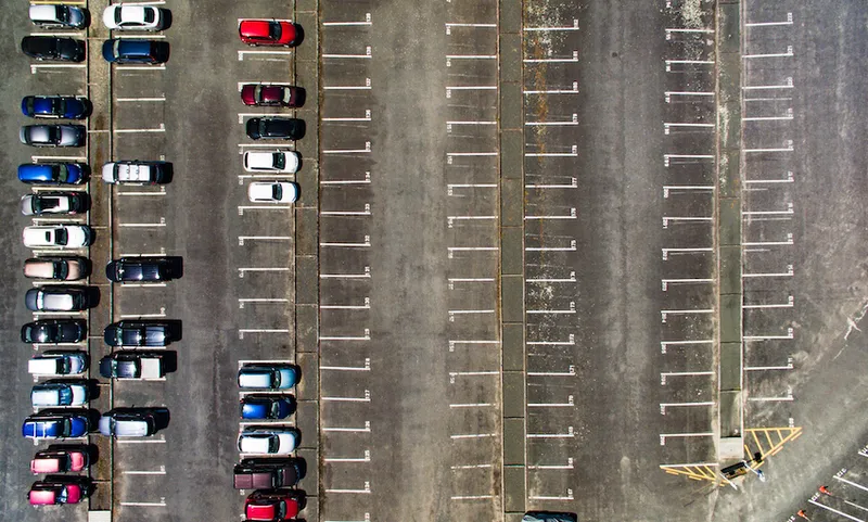 Aerial View Of Parking Lot.