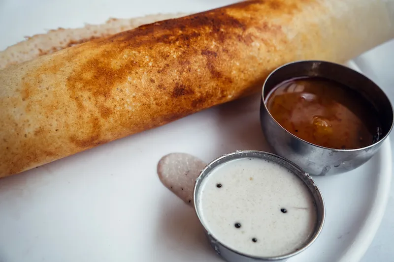 Ghee roast Dosa, famous south Indian breakfast.