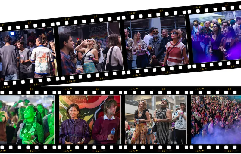A photo collage showing the diverse crowds at the Cross Street Music Festival.
