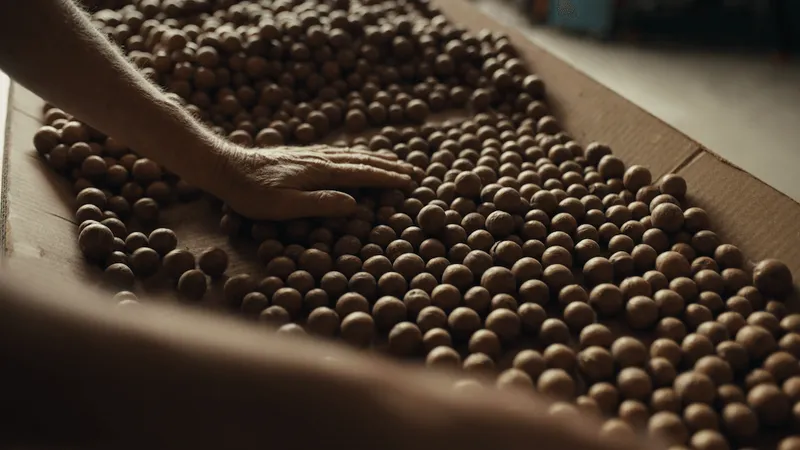 Some of the Tōrere Macadamias crop. There are hundreds of macadamias nuts in the photo.