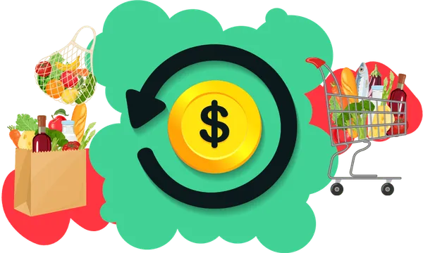 a shotting trolledy with a coin in the centre and bright green bubly background