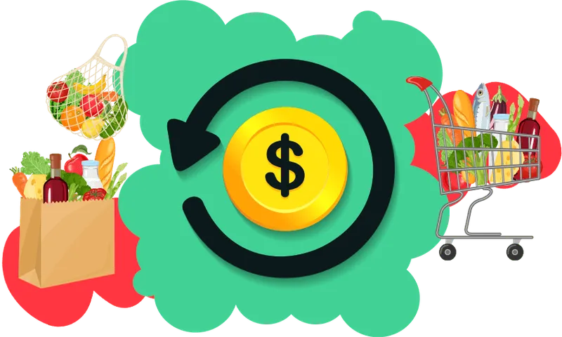 a shotting trolledy with a coin in the centre and bright green bubly background
