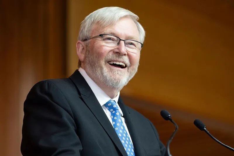 Former Prime Minister Kevin Rudd during the unveiling of his official portrait, Canberra, 2023