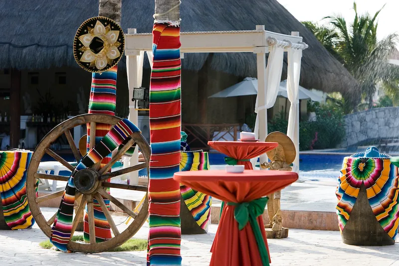 Colorful Cinco de Mayo Decorations at Tropical Resort, Nobody