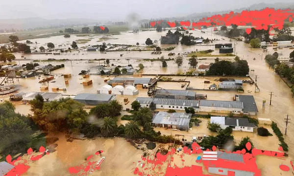 Flooded Hawkes Bay after Cyclone Gabrielle.