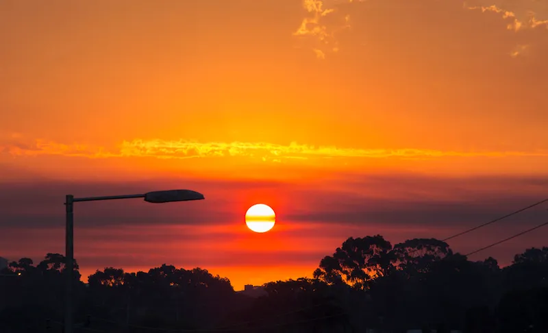 a bright orange sunset