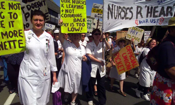 Aproximately 3000 Nurses march from Christchurch P
