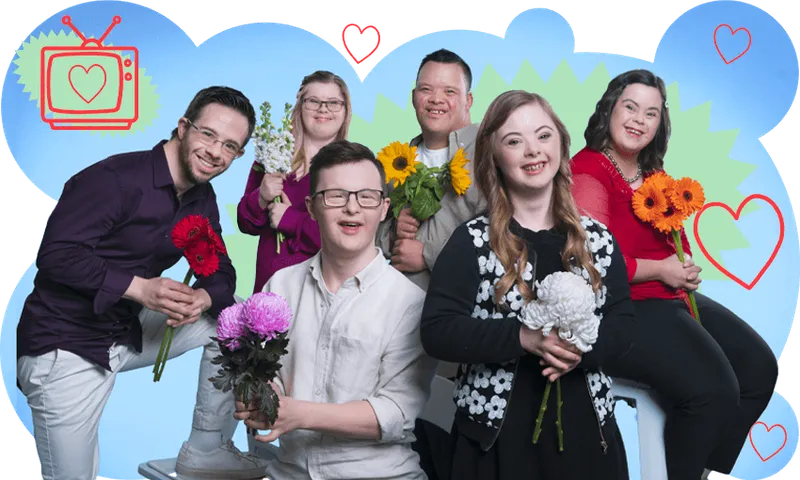 The six cast members of the TV show Down for Love, looking happy