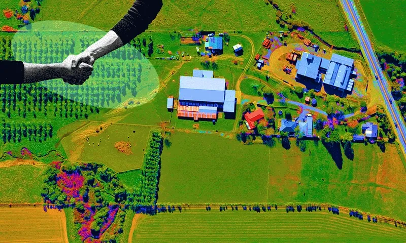 a gif of trees and houses blossoming across and landscape.possibility! colour! trees! a more resilient future!