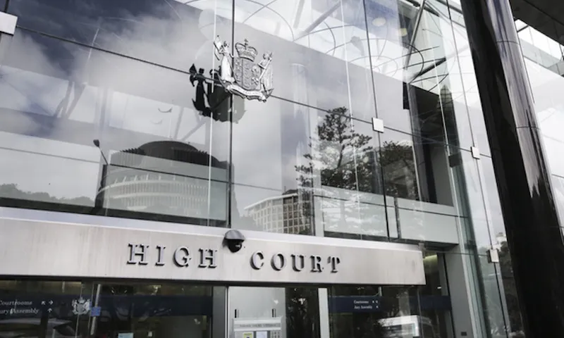 grey toned picture of glassy high court building