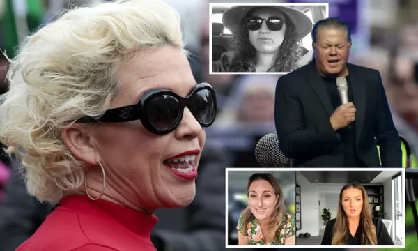 Kellie-Jay Keen-Minshull aka Posie Parker, Hannah Spierer of Counterspin, Brian Tamaki, Alia Bland and Chantelle Baker. Main pic: Getty Images