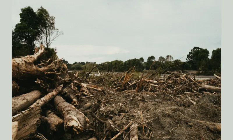 Trees are uprooted on Omarunui Road in Hawke's Bay.