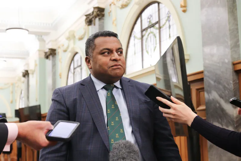 Kris Faafoi speaks to media at parliament