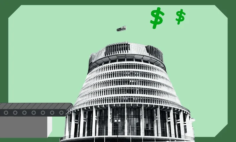 An image of a conveyor belt heading into the beehive with dollar signs