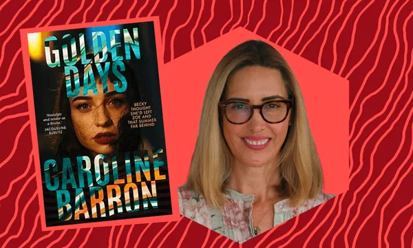 An image of the cover of the book Golden Days by Caroline Barron beside a photography of Caroline herself.