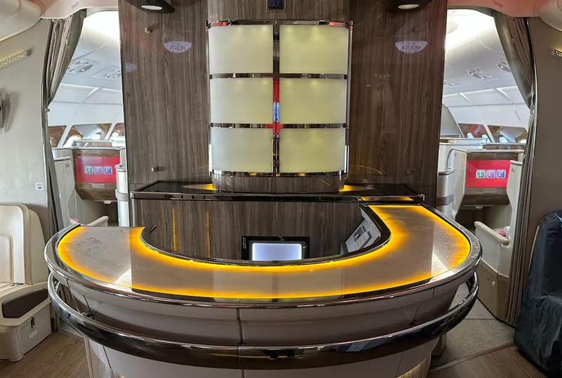 A bar inside an A380 plane.