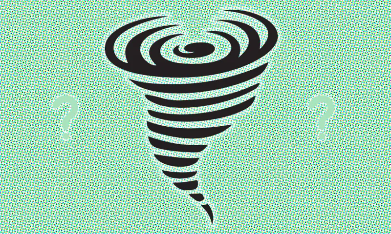 A tornado on a green background
