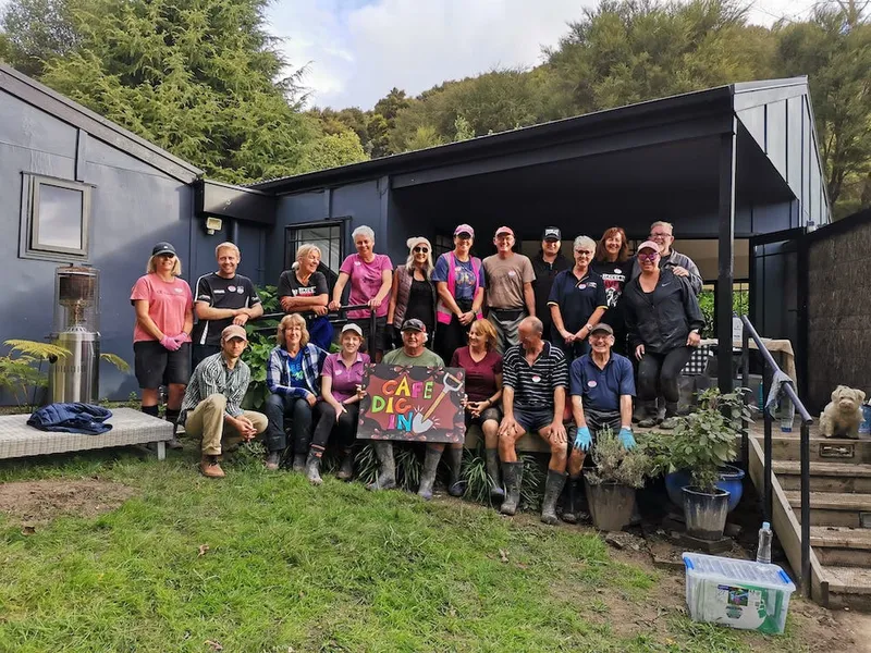 A group of Hawkes Bay volunteers pictured after a day of cleaning up.