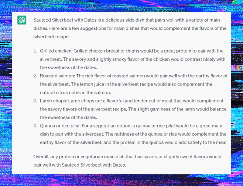 A ChatGPT generated recipe.