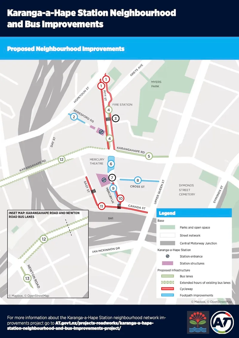 A map showing the full extent of the proposed developments to the Karangahape Road neighbourhood.