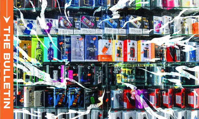 A vape store window display