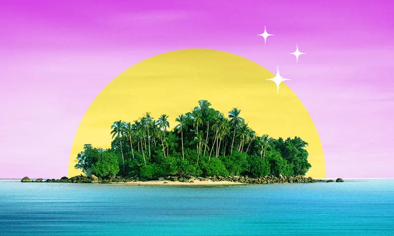 A picturesque island sunset.