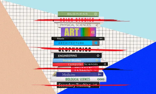 a pile of textbooks with geophyics and social studies and italian cut out