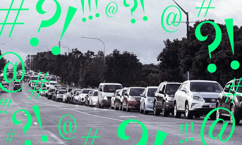 Traffic backs up in the Auckland suburb of Te Atatu Peninsula.