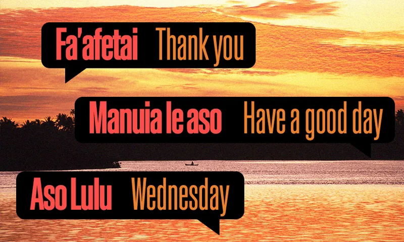 Samoan words and translations including fa'afetai meaning thank you