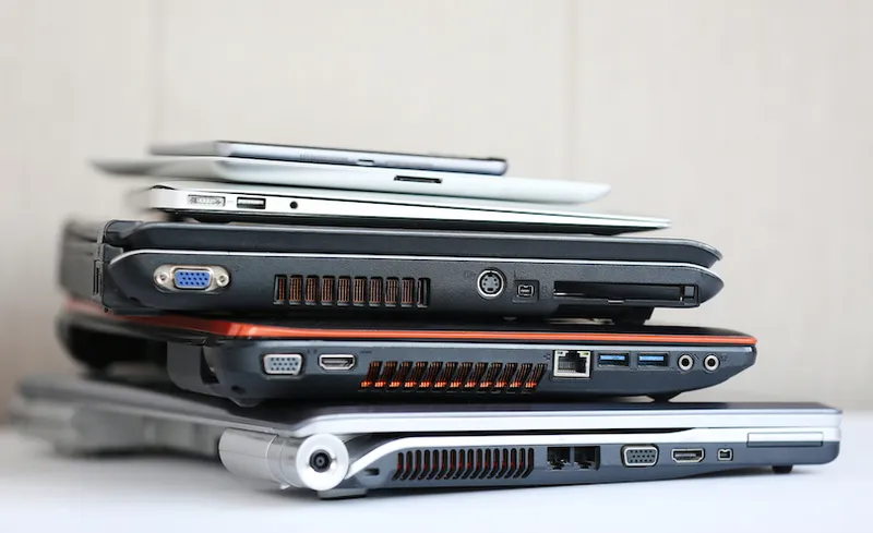 Stack of Laptops Ready For Recycling
