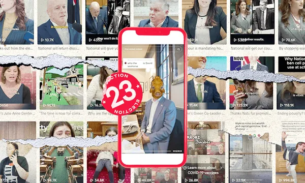 Collage of politcians' videos on TikTok