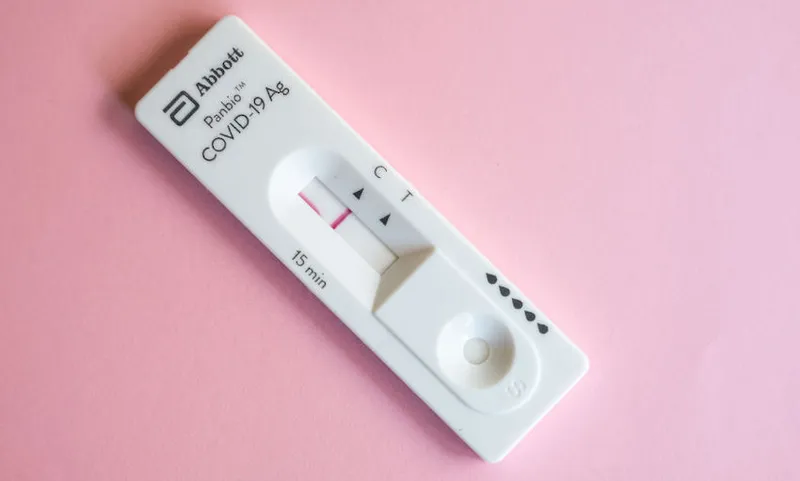In this photo illustration a negative result in an antigen
