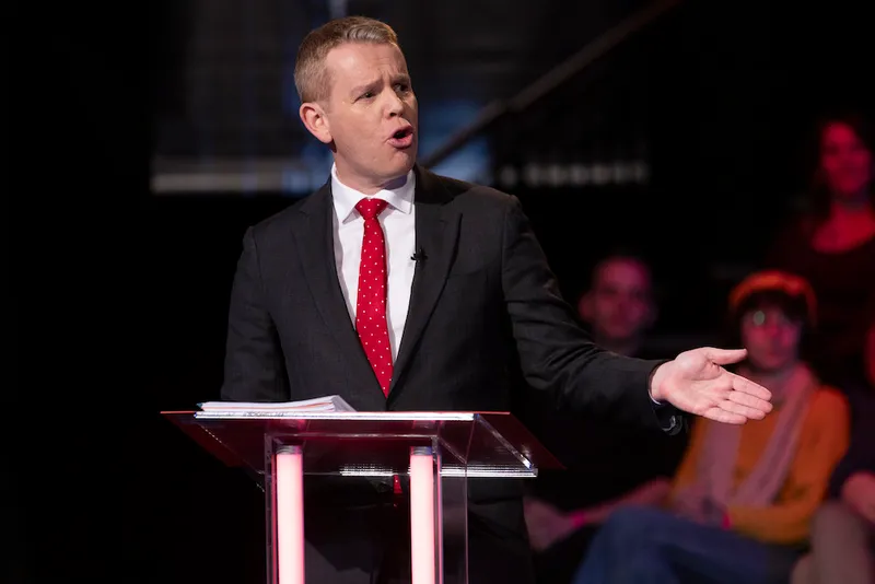 Election 2023 Newshub debate Chris Hipkins and Christopher Luxon are grilled by Patrick Gower from Newshub during the...