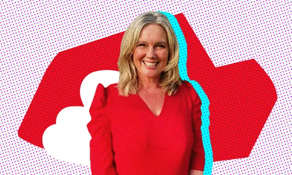 Labour's Helen White on a red backdrop