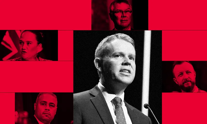 Chris Hipkins surrounded by Peeni Henare, David Parker, Carmel Sepuloni