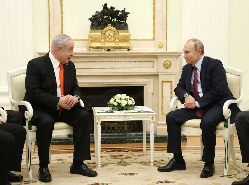 Netanyahu and Putin at the Kremlin in 2020.