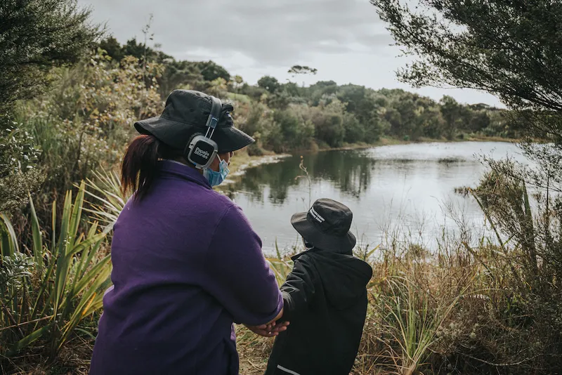 A shot from a Ranui Primary hīkoi at Orangihina.