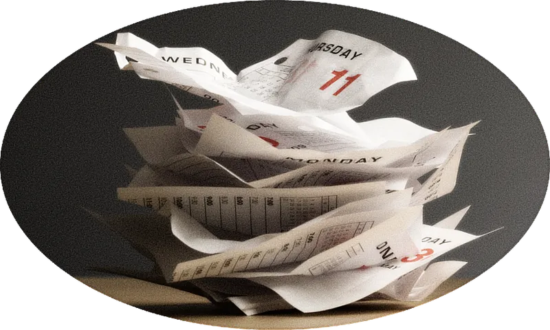 a pile of calendare dates sort of crumpled looking