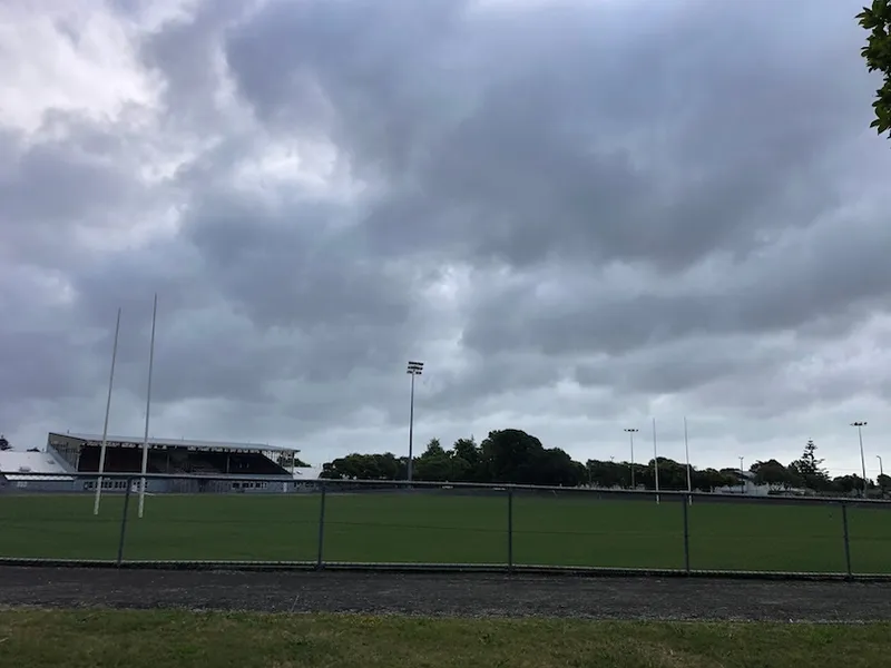 An empty small-town rugby field