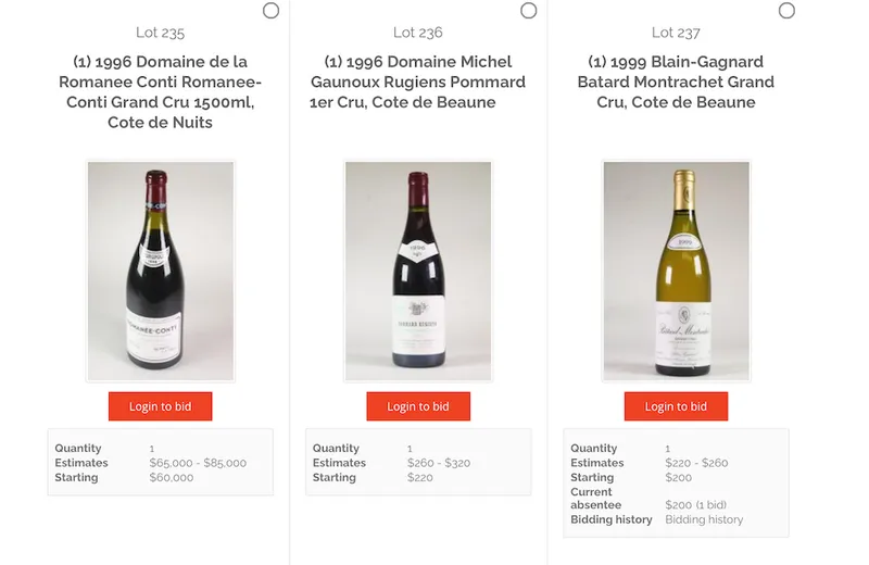 wine auction room