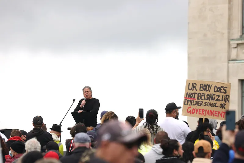 Protesters Rally Against COVID-19 Vaccinations And Lockdown In Auckland