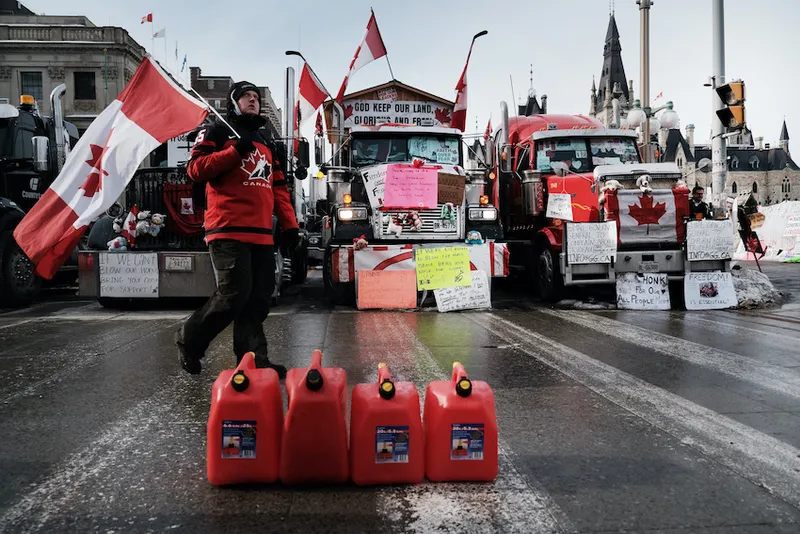Canadian Protesters Continue Ongoing Demonstration In Country's Capital Over Government Handling Of Covid Measures