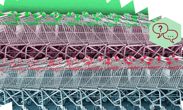 rows of supermarket trolleys
