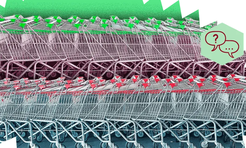 rows of supermarket trolleys