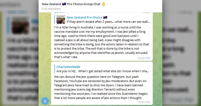Two Telegram messages expounding on anti-Jewish conspiracy theories